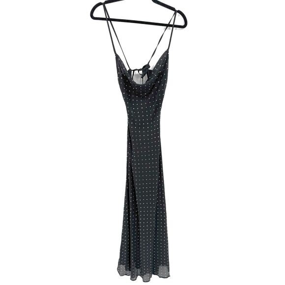 LPA Black Jeweled Crystal Rhinestone Low Back Maxi Prom Gown Dress Size XXS 2XS - Picture 1 of 6